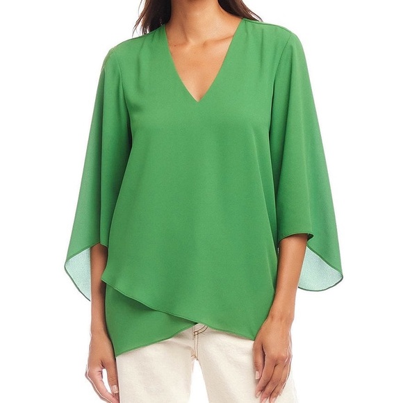 Karen Kane Green Bracelet Sleeve Asymmetric Top Women's Size 3X - Picture 2 of 7